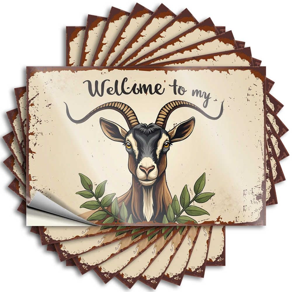 Fzfn Men's Colour Welcome To My Goat Haven: A Rustic Farmhouse Sign Great Emo - Saying Wall Removable Vinyl Decal(8X12cm)