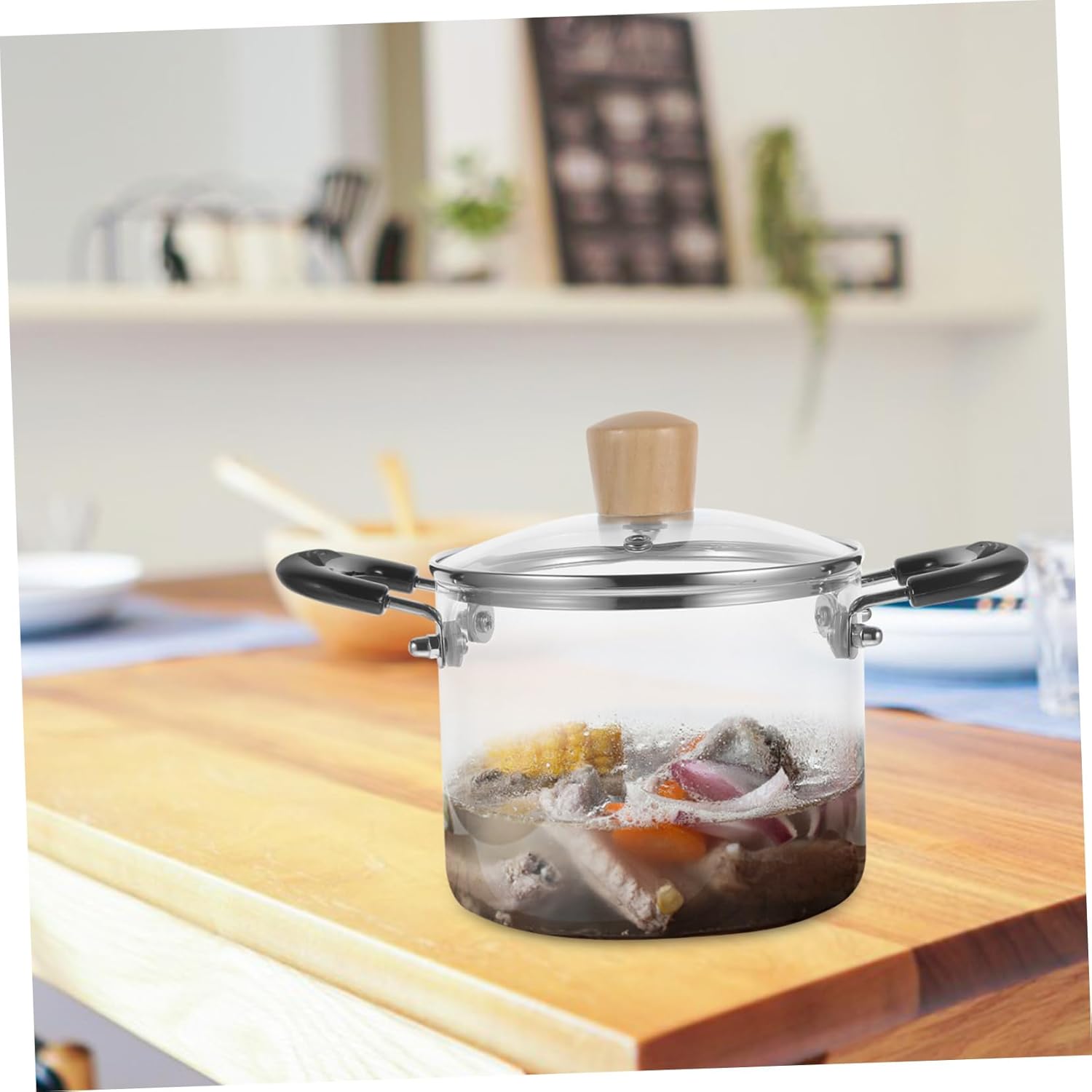 Glass Cooking Pot with Lid Heat-resistant Transparent Soup Pan for Home Kitchen Stew Cooker for Soups Milk and Versatile Cooking Methods