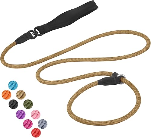 Correa antideslizante para perro de 6 pies giratoria de 360 antienredos - Correa de entrenamiento fuerte de nailon sin tirones con tapón de goma y