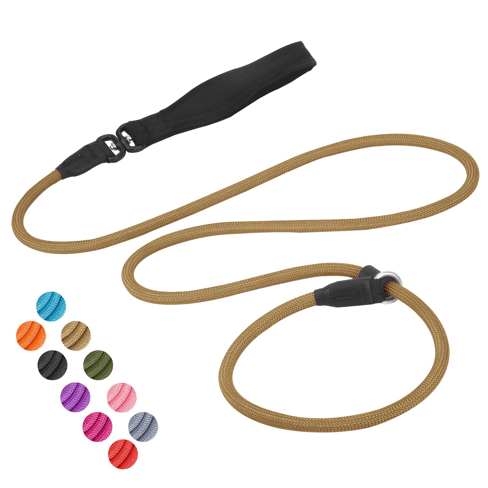 Heydoggy Slip Lead Dog Leash, Strong Slip Leash Dog Training Leash [360° Swivel Anti-Tangle] 4FT / 6FT Durable Nylon No Pull Walking Leash Dog Rope