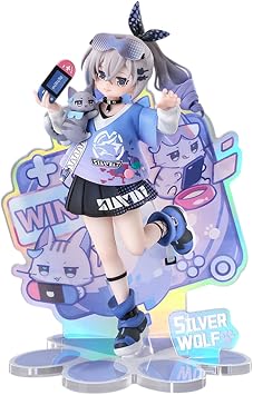 Anime Figure, 20cm Cute Little Cat Series Silver Wolf Figure for Honkai Star Rail, Collectable Kawaii PVC Figurine for Birthday Gifts