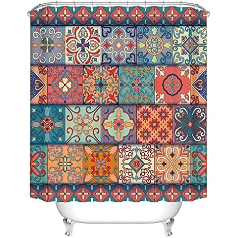 Bohemian Floral Waterproof Shower Curtain Cover