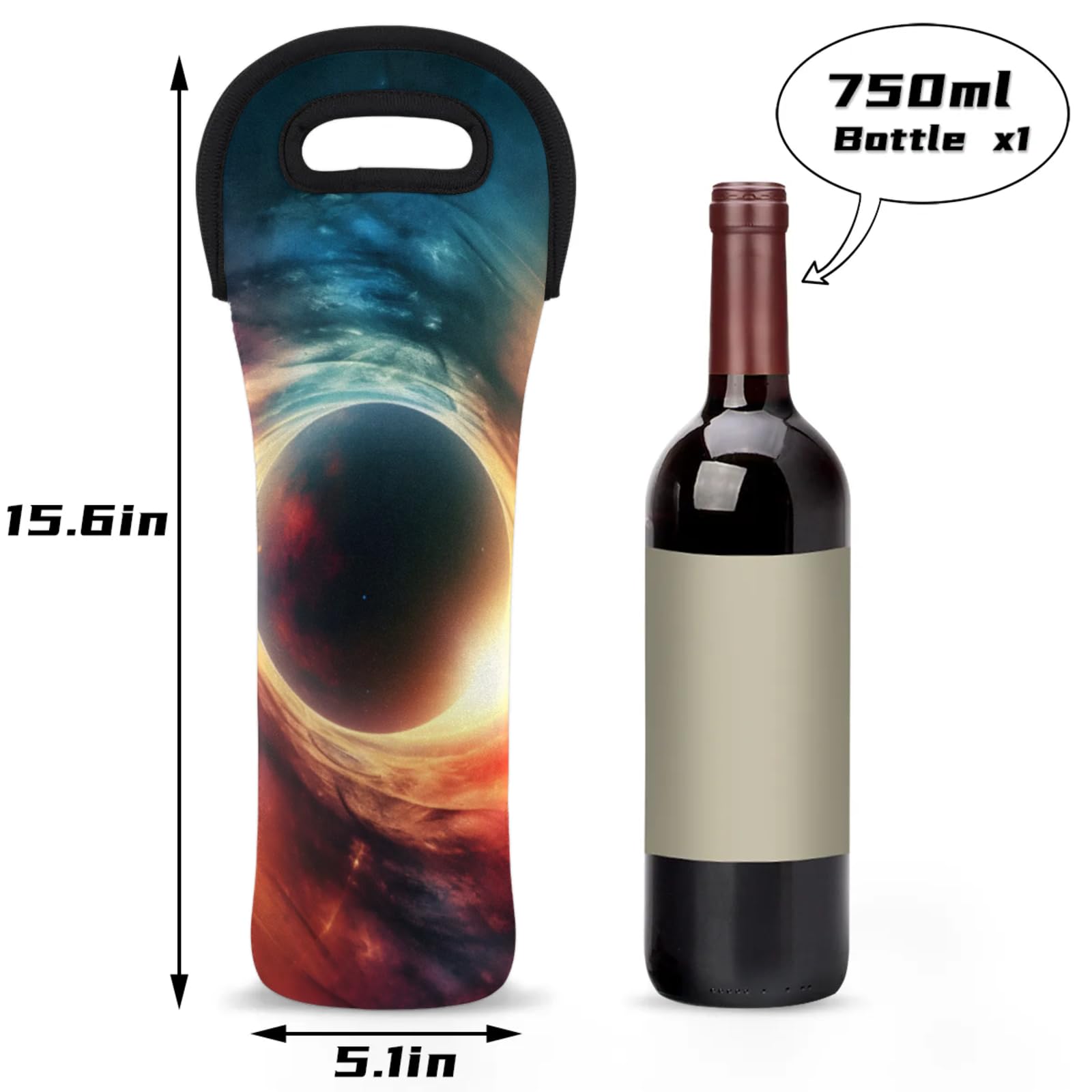 Neoprene Wine Tote Carrier Bag for Wine,Water, Champagne, Beer, Baby Bottles 15.6 x 5.1 Inches, Protective Wine Bag,Landscape