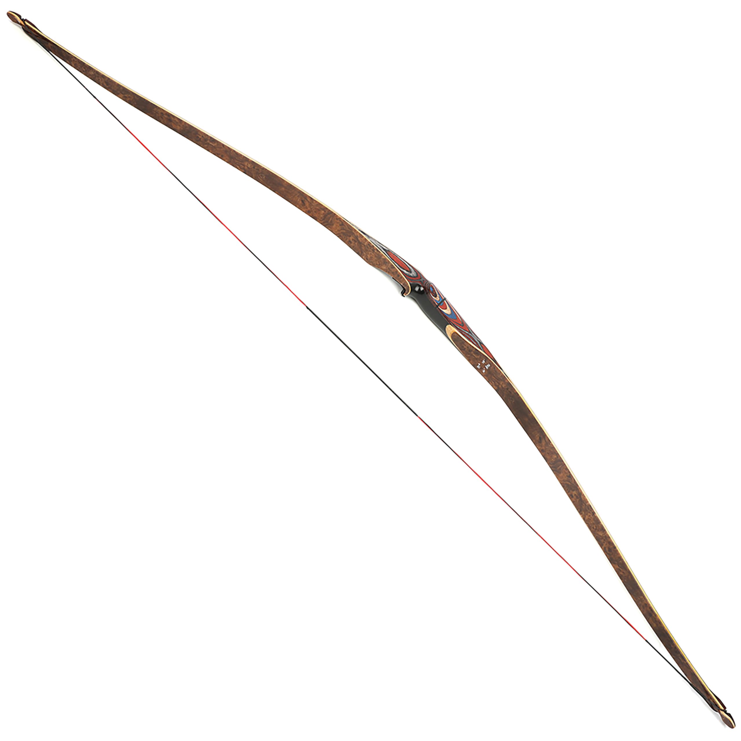 60" Takedown-Longbogen 20-55 Lbs Traditioneller Holzdreiecksbogen Rechtshänder für Bogenschießen, Jagen und Zieltraining