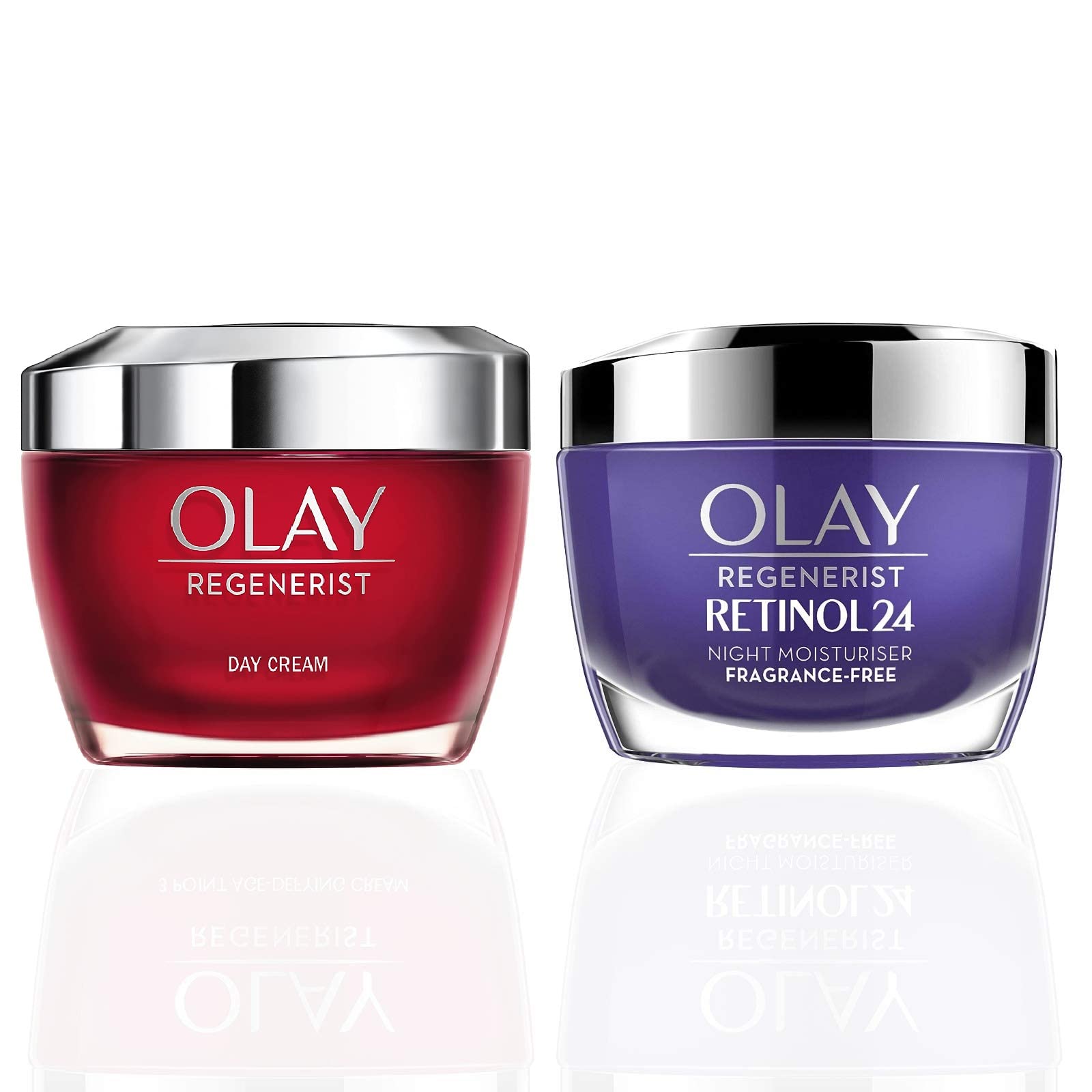Olay Regenerist Favourites Set, Regenerist Retinol 24 Night Face Moisturiser with Retinol and Regenerist Day Cream Moistur...