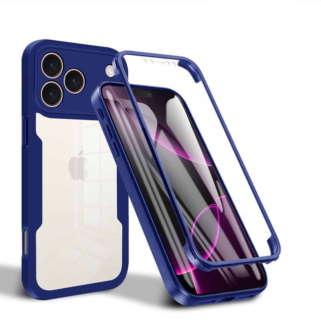Coque iPhone 17 Pro Max intégrale silicone bleu avec protection écran - 8
