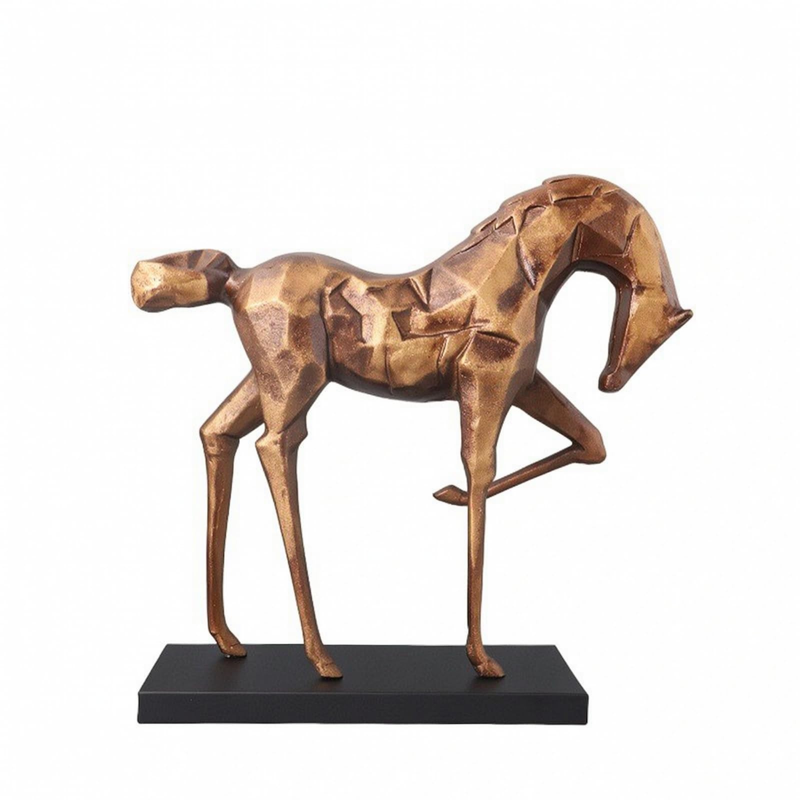 KESOTO Estatua Geométrico Metálica | Estilo Abstracto Contemporáneo, Escultura con Base Rectangular, Elegante, para Salón, Oro