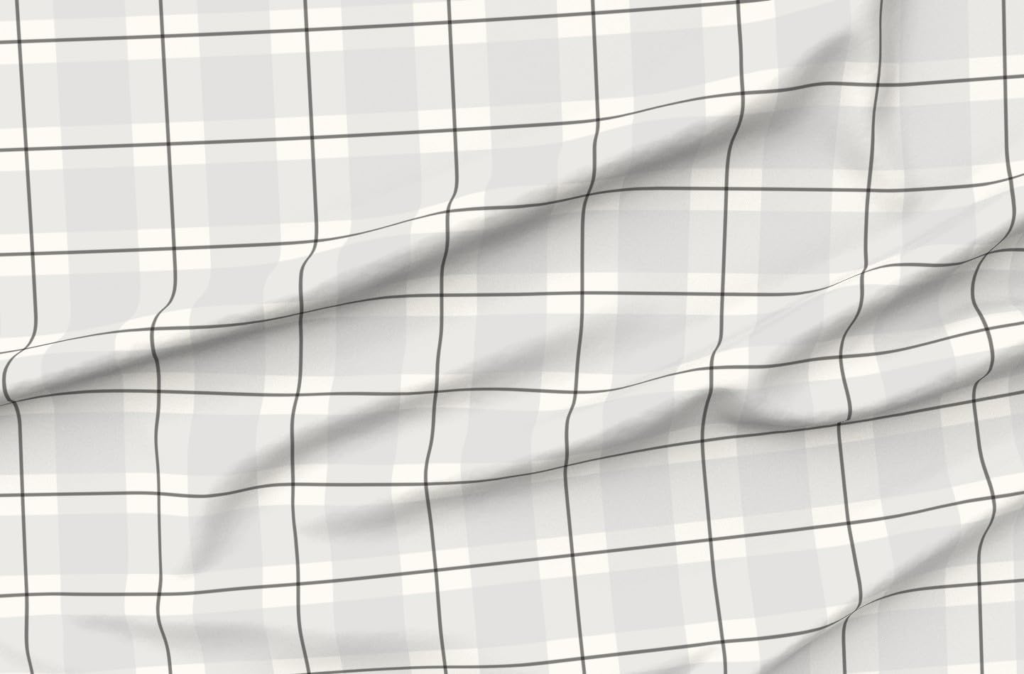 Spoonflower Fabric - Plaid Tartan Large Scale Neutral Classic Gray Boys Room Library Home Printed on Organic Cotton Sateen Fabric by The Yard - Sewing Quilting Apparel Home Decor