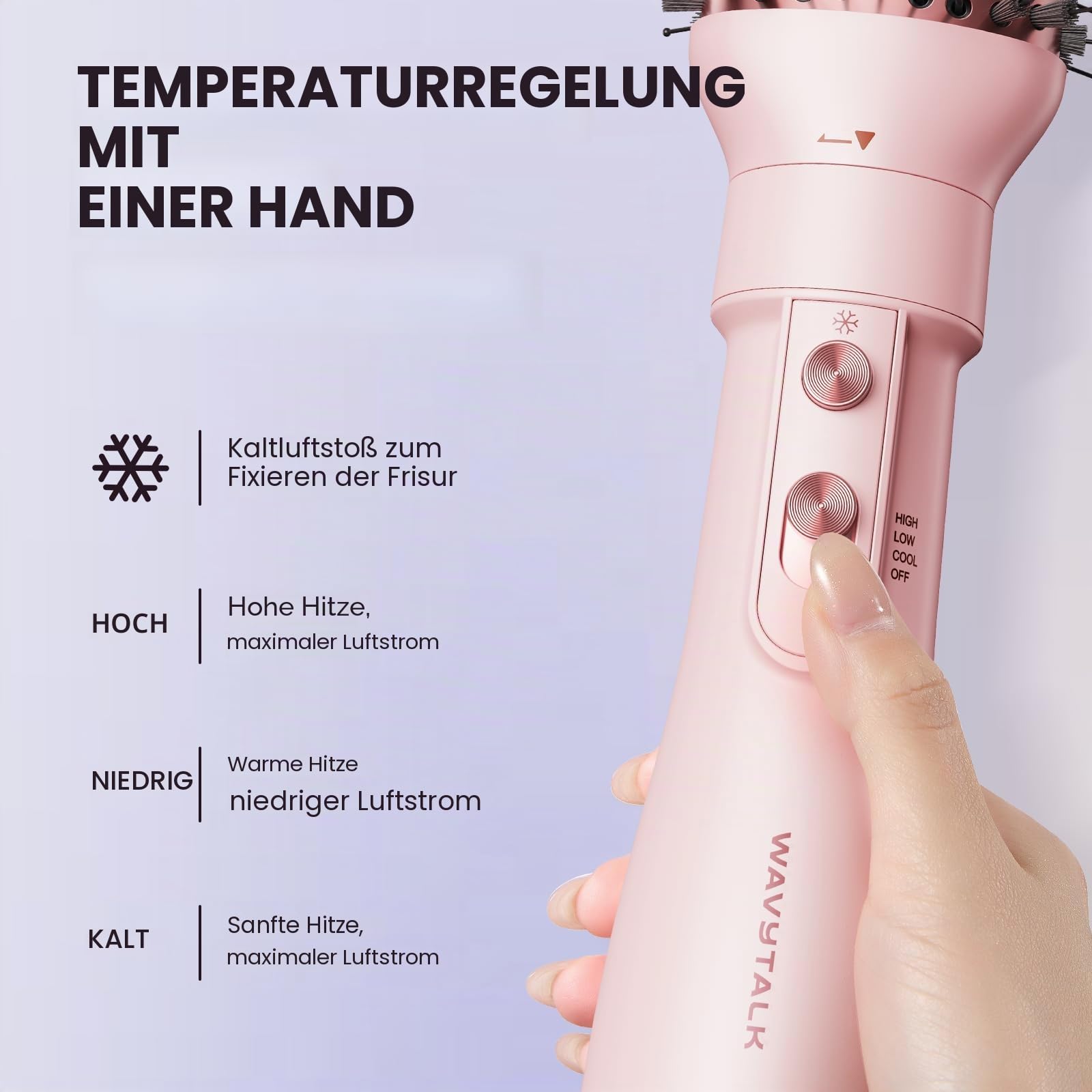 Wavytalk Blowout Boost Thermobürste Pink and Air Sculpt 5-in-1 Föhnbürste