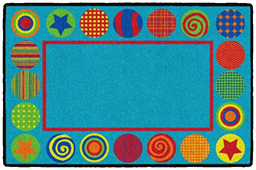 Flagship Carpets Patterned Circles Colorful Multicolor Seating Carpet for a Gathering Place, Children's Classroom Rug or Kids Educational Area, 3' x 2', Rectangle