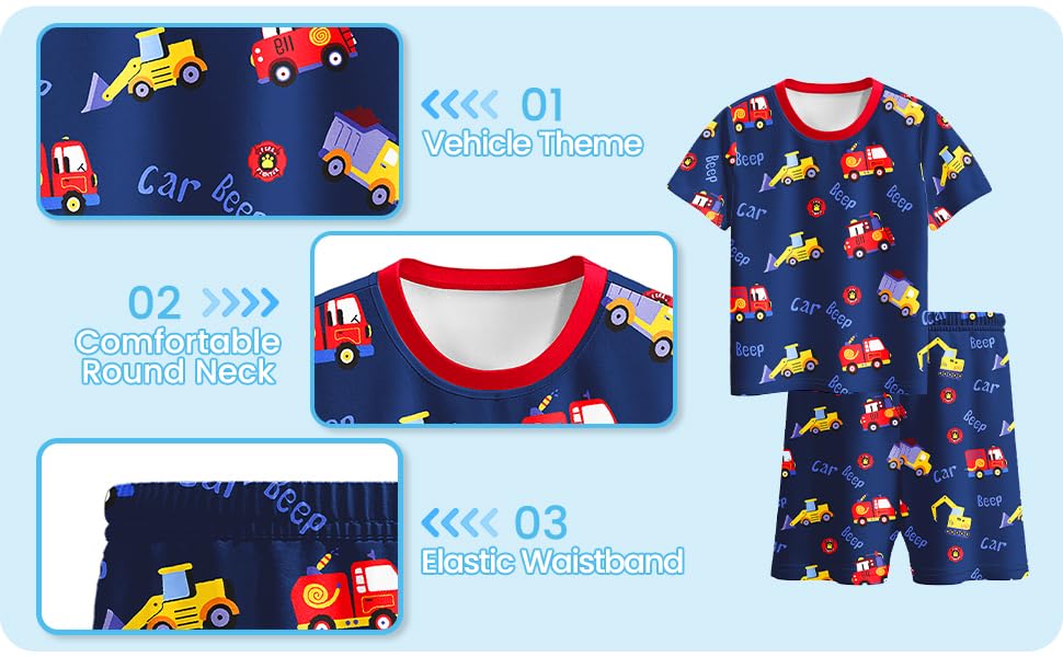 Toddler Boys Shorts Set Cars Graphic Clothing Sets for Kids Short Sleeve Tee and Shorts4