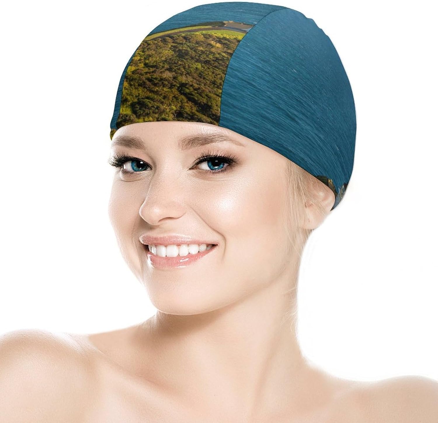 Cape Reinga Lighthouse New Zealands Womens Swim Cap for Men Adult Swimming Hat Curly Short Medium Long Hair