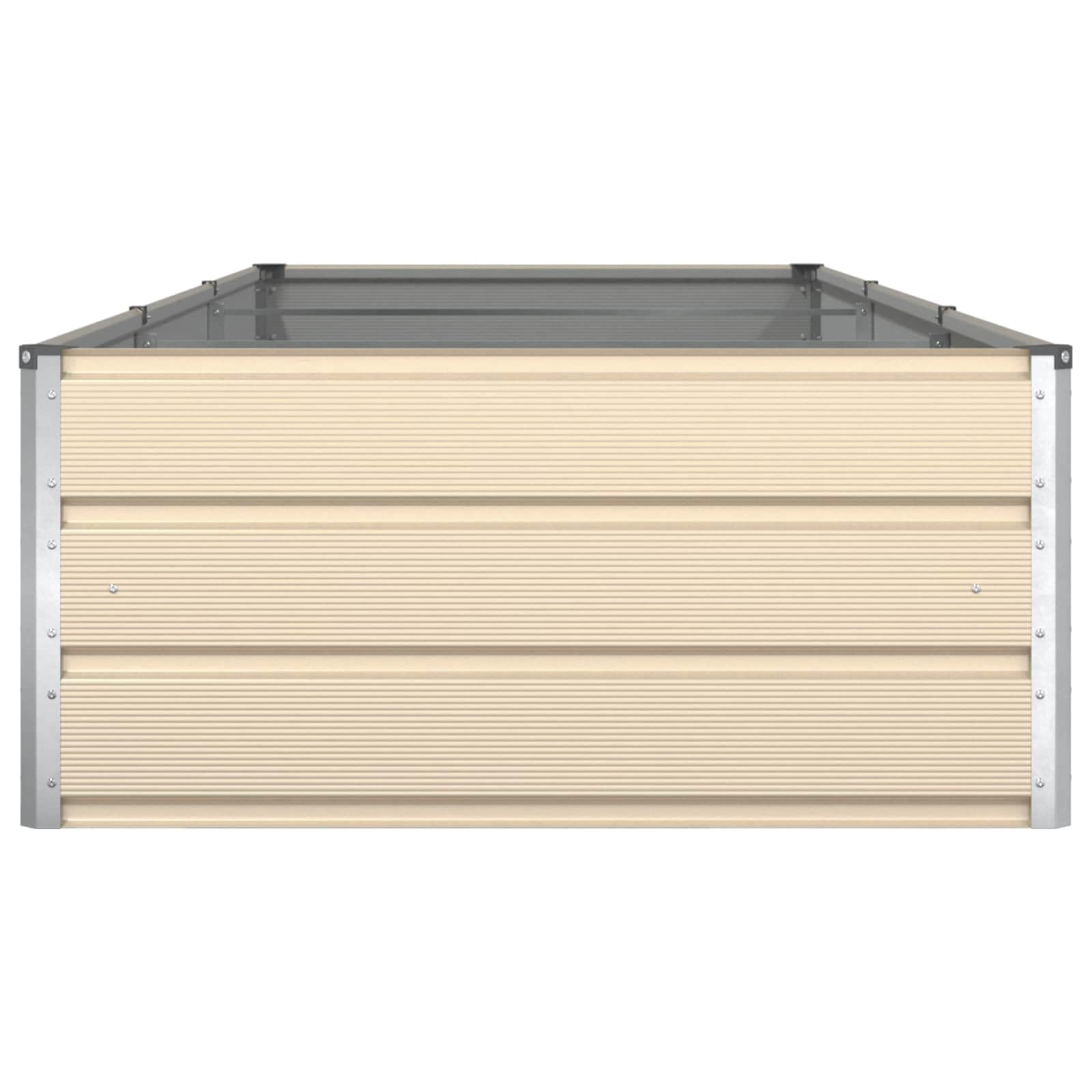 Macetero marfil 290 x 100 x 45 cm, bancal alto de acero galvanizado para jardín y terraza, gran jardinera impermeable para flores y hierbas, diseño moderno