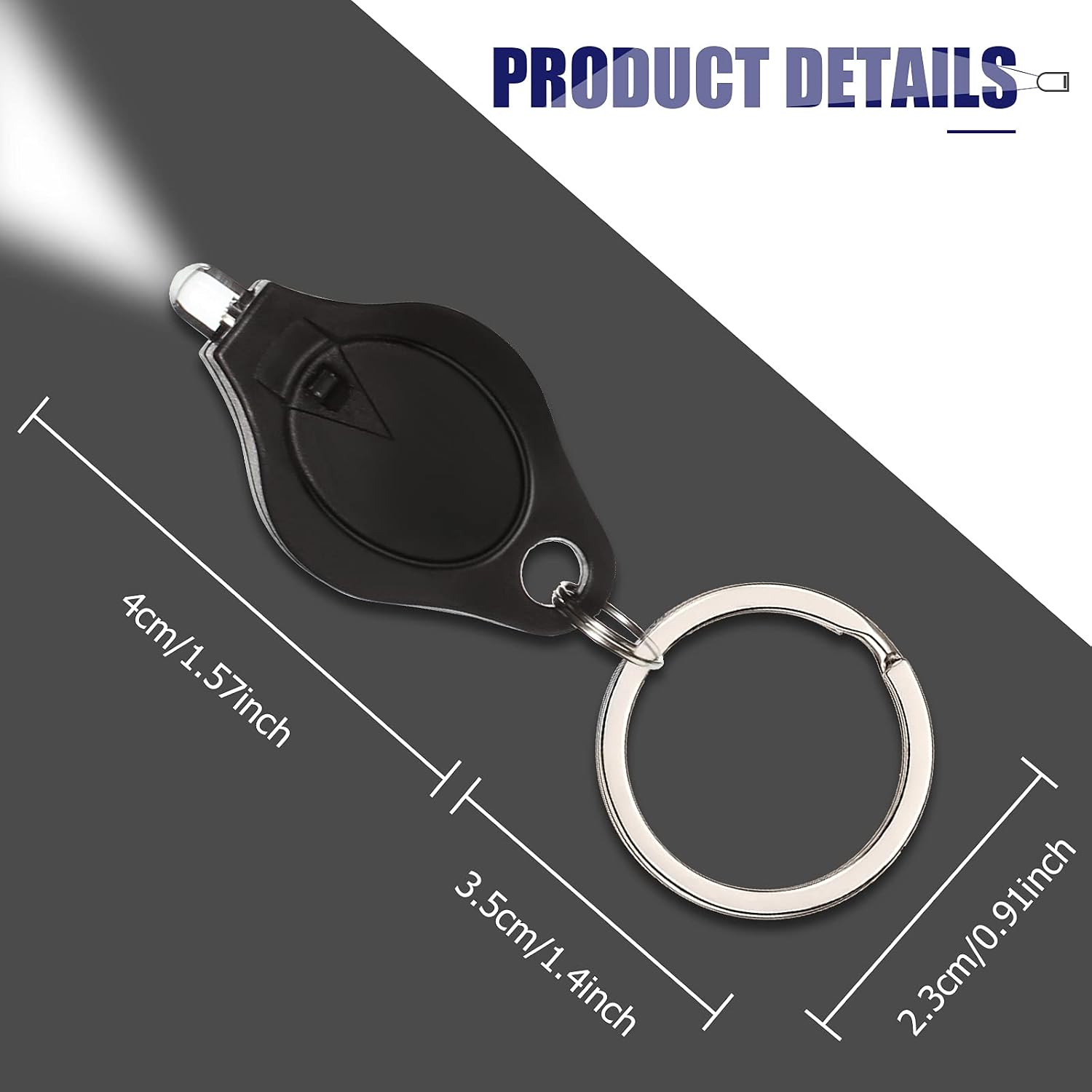50 Pieces LED Keychain Mini Flashlight Bright LED Key-Chain Torch with Hook Mini LED Flashlight for Camping Outdoor Equipment, Dog Light, Dog Collar Light (Multi-colored Surface, White Light)