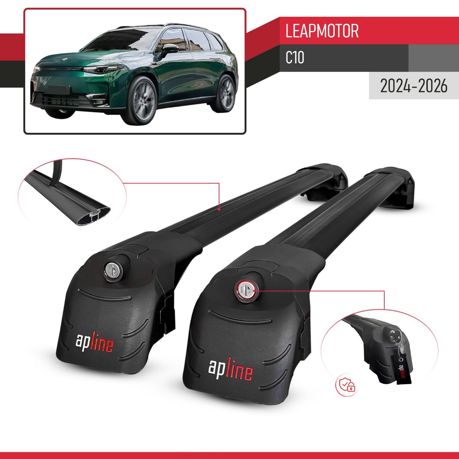 Leapmotor C10 2024-2026 Ace-2 Dachowe Relingi Belki Poprzeczne Czarny Aluminium 2 Belki