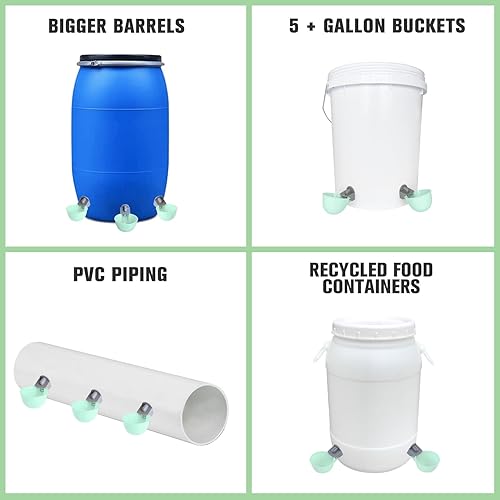 Miniatura 7 de Paquete de 4 comederos de agua para pollo, bebedero automático de pollo, sistema antifugas, capacidad para un 50% más de agua, adecuado para pollos,