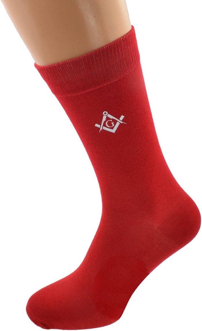 Masonic with G Design Mens UK 5-12 Red Socks (X6N789)