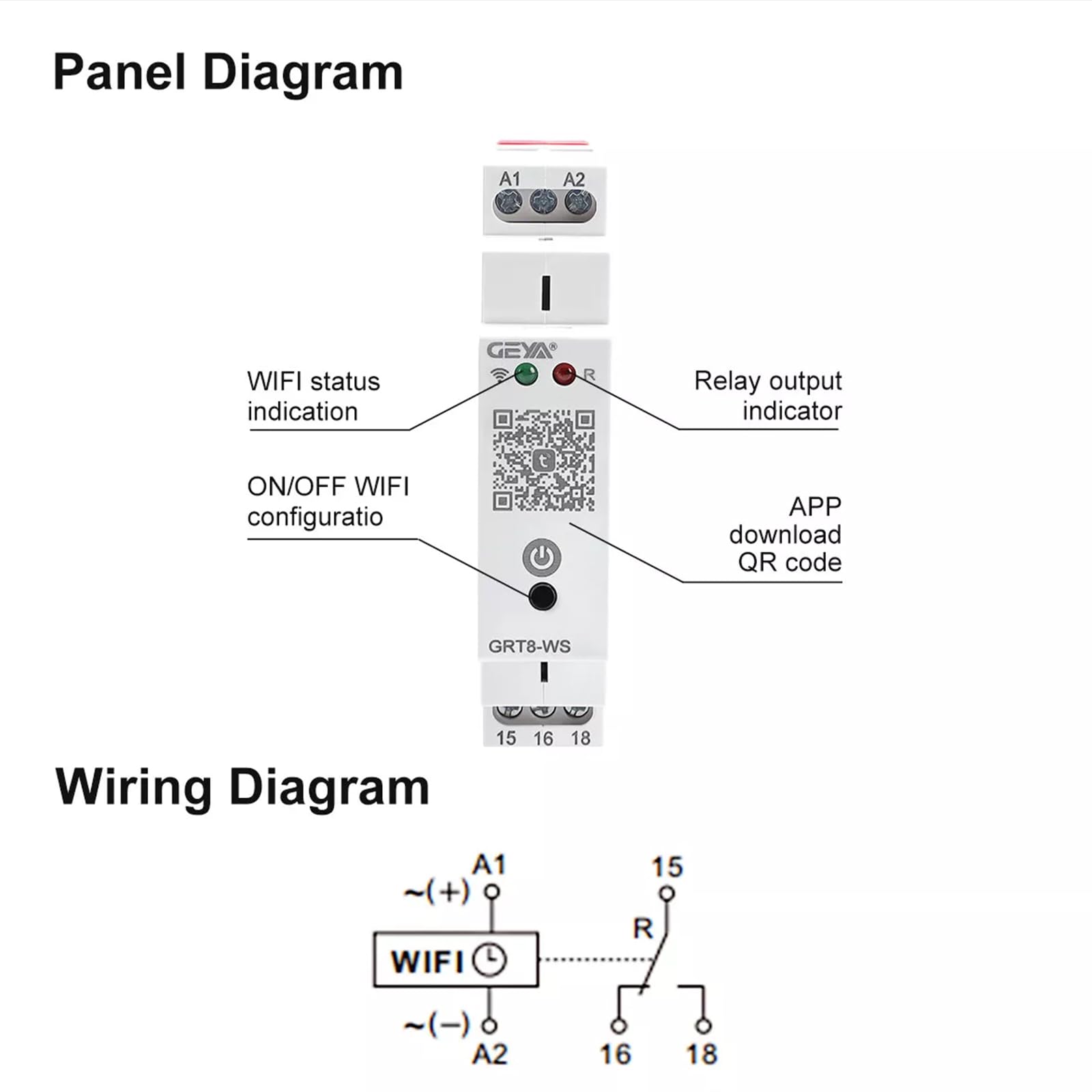 GEYA Relé de control de tiempo WiFi TUYA Interruptor de tiempo WiFi Interruptor de control remoto para el hogar inteligente 16A AC/DC110-240V