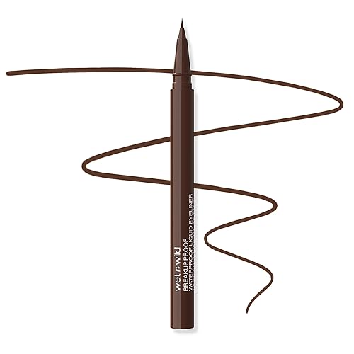 wet n wild Mega Last Breakup Proof Liquid Eyeliner - Ultra-Fine Brush, Waterproof, 16-Hour Long-Lasting Wear - Cruelty-Free & Vegan - Brown - 1 Count (Pack of 1) - Brown