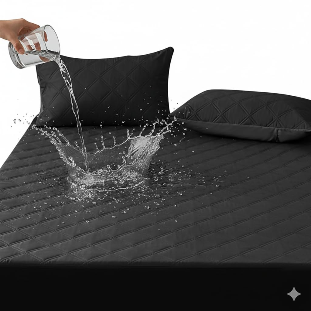 Protège-matelas imperméable 2x2m gris anthracite avec grande poche pour lit double