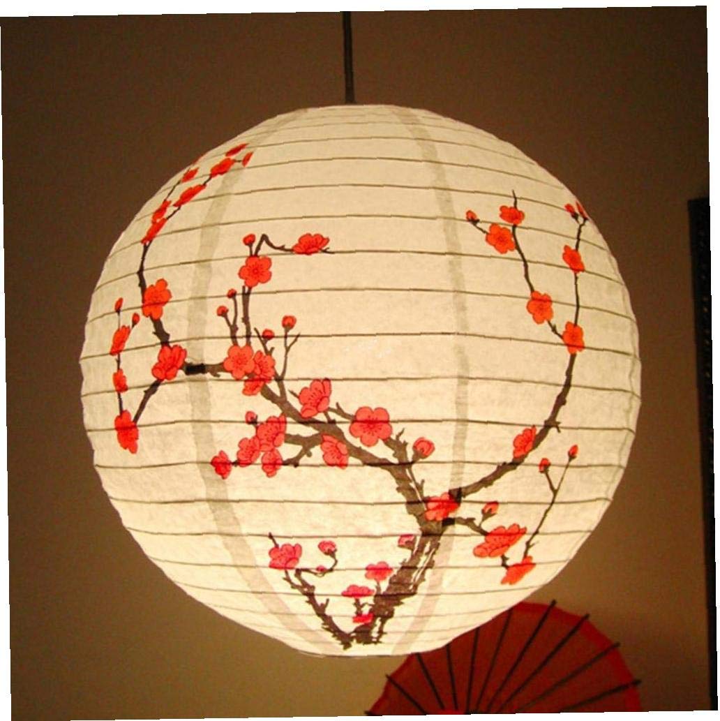 Plum Blossom Round Paper Lantern Lamp Shade Chinese Oriental Style Light Restaurant Wedding Party Home Decor Gifts 35cm