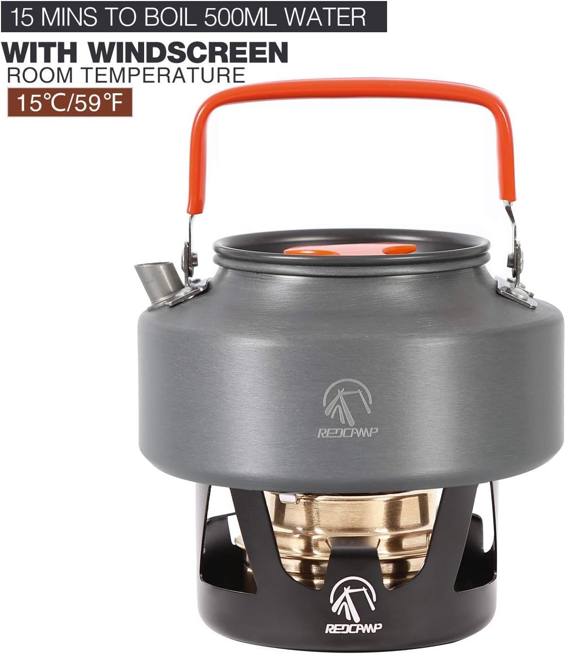REDCAMP Mini Alkohol Herd für Backpacking, Camping Herd Leichter Messing Spirit Brenner mit Aluminiumständer für Camping Wandern, Alkohol Kocher schwarz