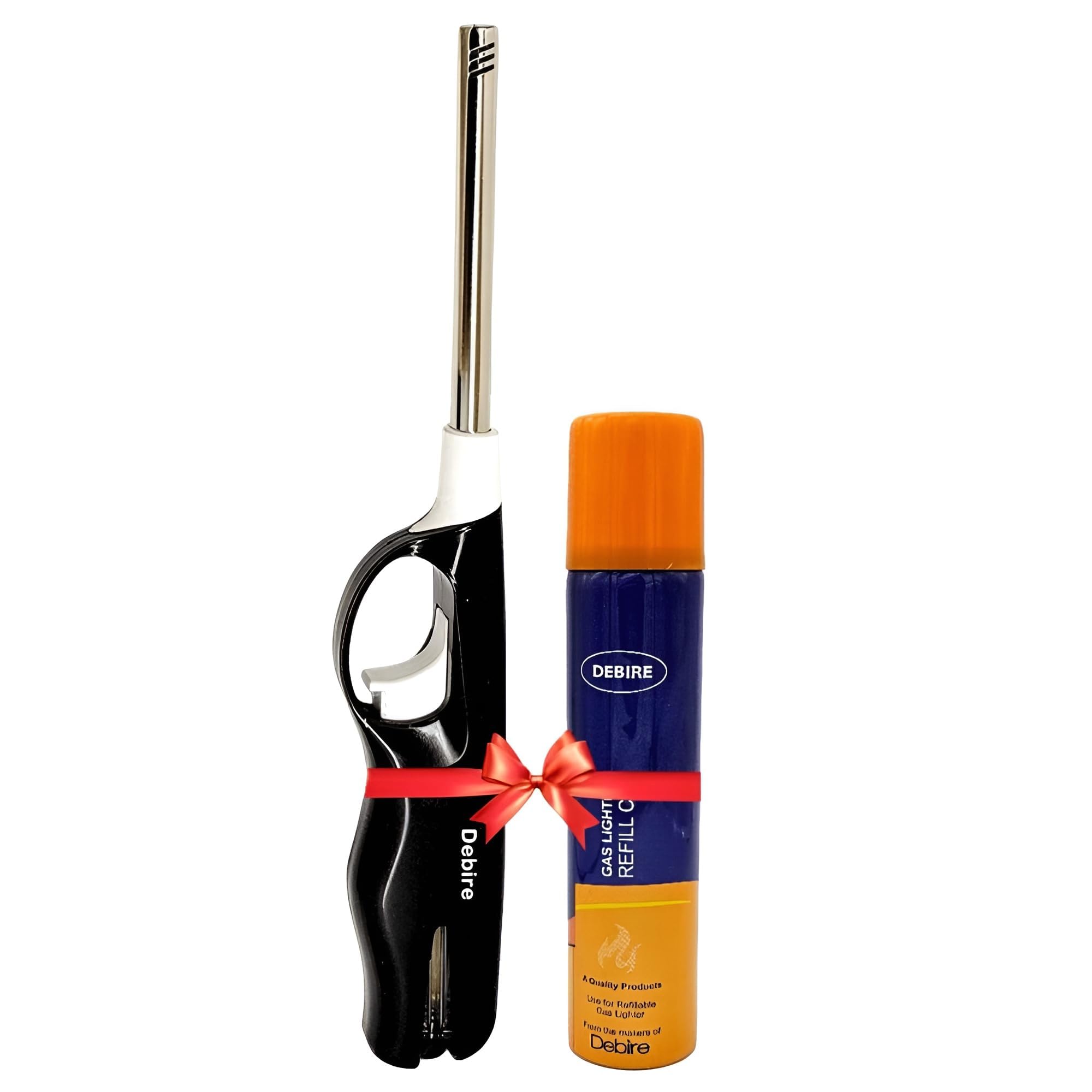 DEBIRE Refillable Gas Lighter For Stove And Candles | Flame Adjustable, Built-in Safety Lock | Perfect For Kitchen Use | ABS Plastic Body, Multicolored (Set of 1)