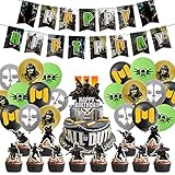 Gaming Call Party Supplies Boy of Duty Birthday Party Decorations,Set Include Banner Balloons Cake Tops