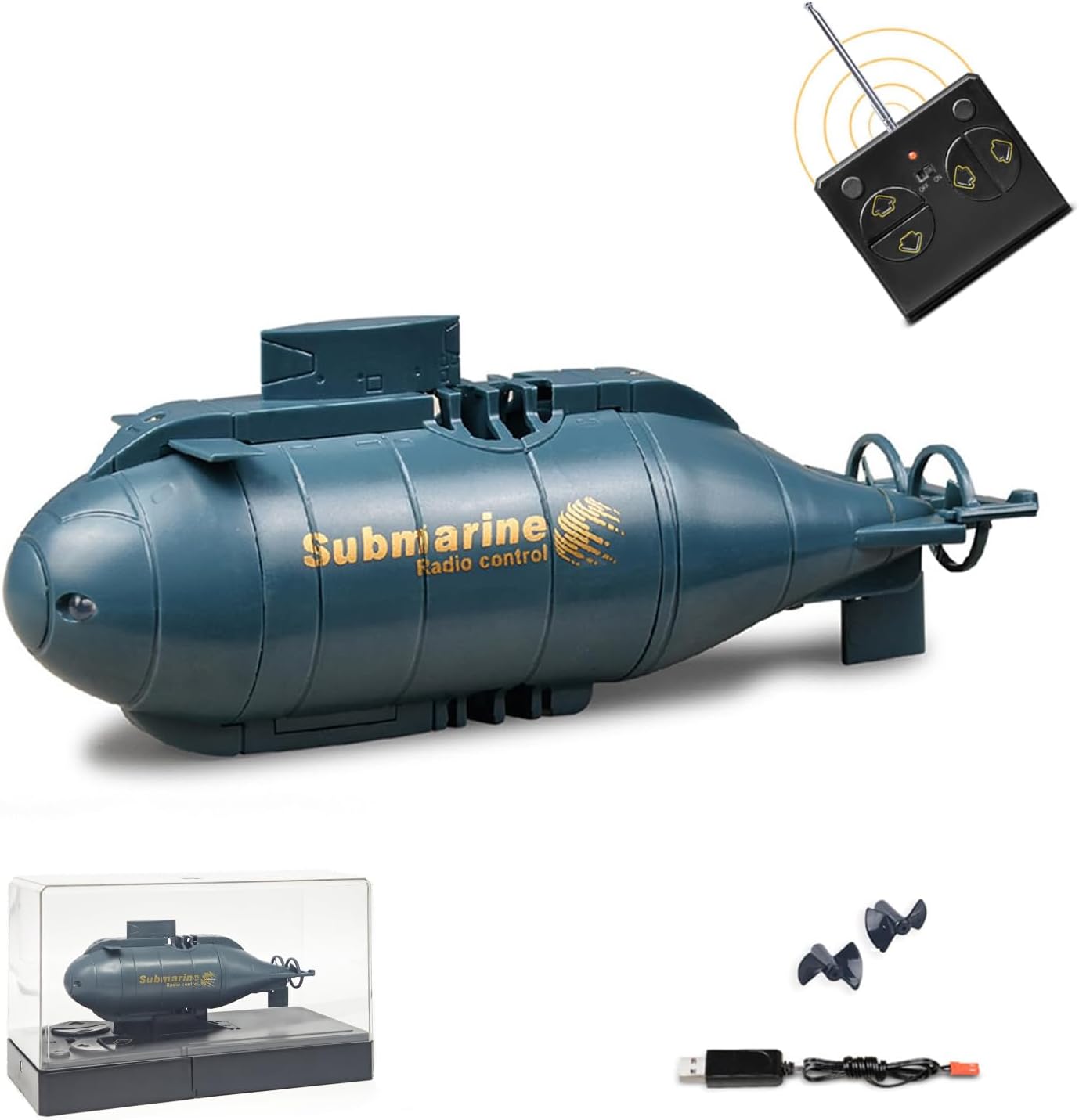 Remote Control Submarine Model for Pool and Fish Tank, Teen Boys Gift Ideas (Cyan)