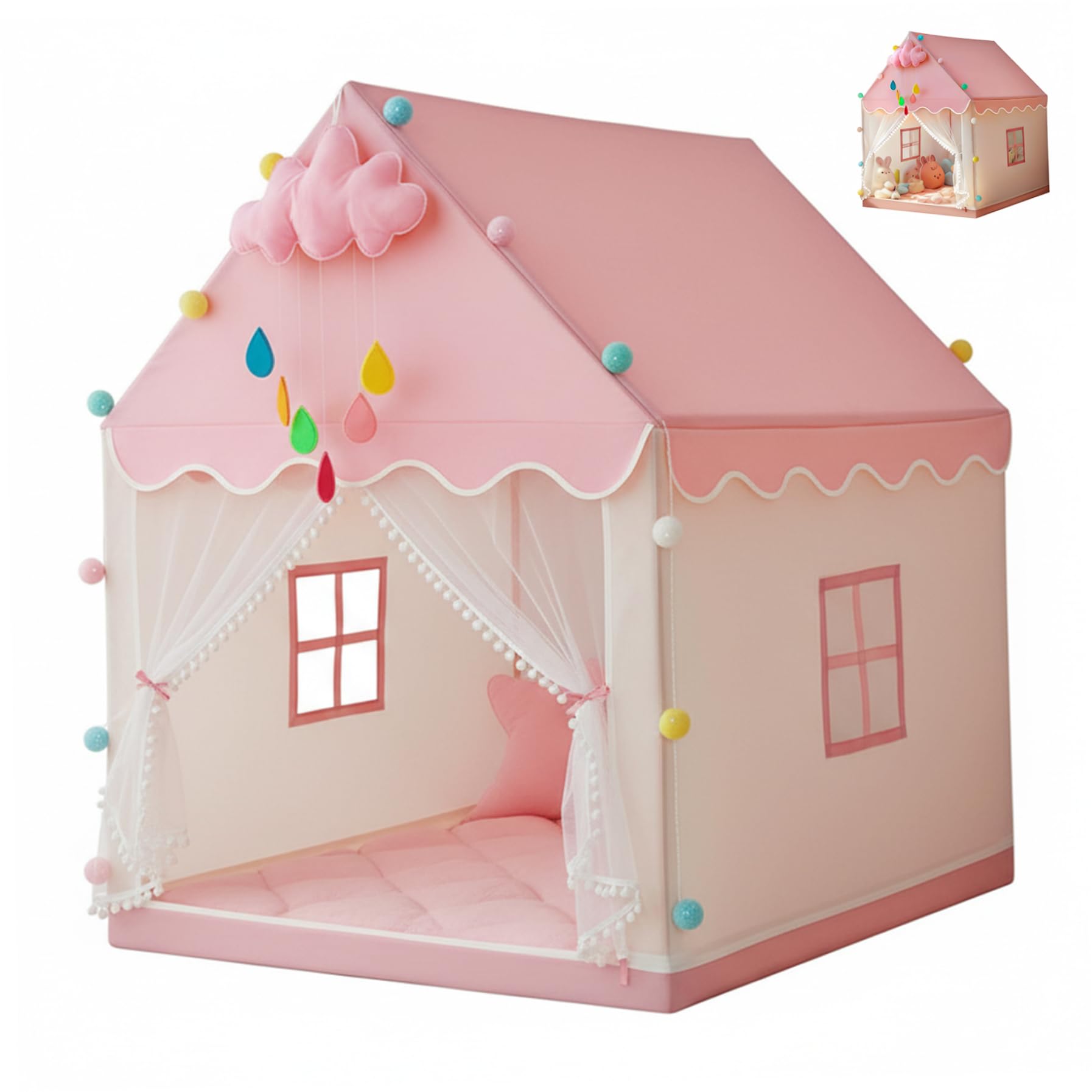 Tenda da Gioco per Bambini, 4, Lavabile, Porta Cappello da Cowboy da 55 Pollici, Ganci per Cappello per WA