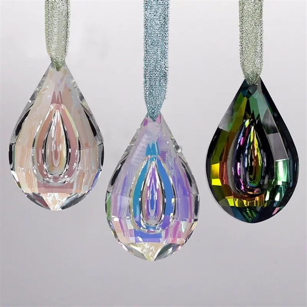 Wiszące kryształy, pryzmaty, 10 szt., 76 mm, AB, kolorowe kryształy, pryzmat, żyrandol, lampa wisząca, dekoracja, wiszące kryształy do dekoracji (przezroczysty AB)