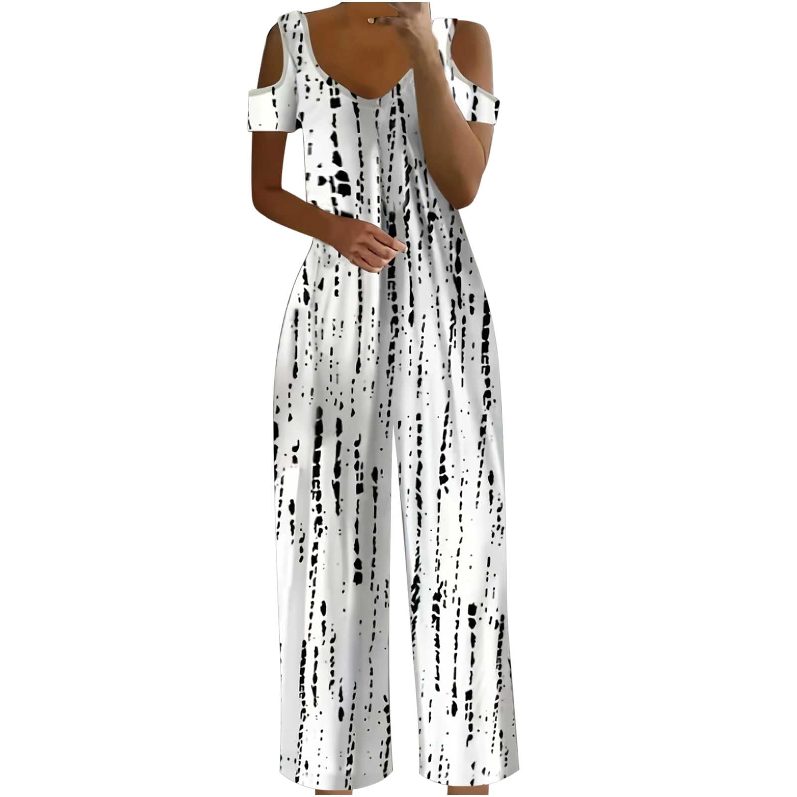 Salopette Femme Ete Fluide Combinaison Jumpsuit Mode Grande Taille Overalls Rompers avec Poches Décontractée Debardeur Playsuit Boheme Baggy Jumpsuit Combishort De Plage Pas Cher Pantalon Large Chic