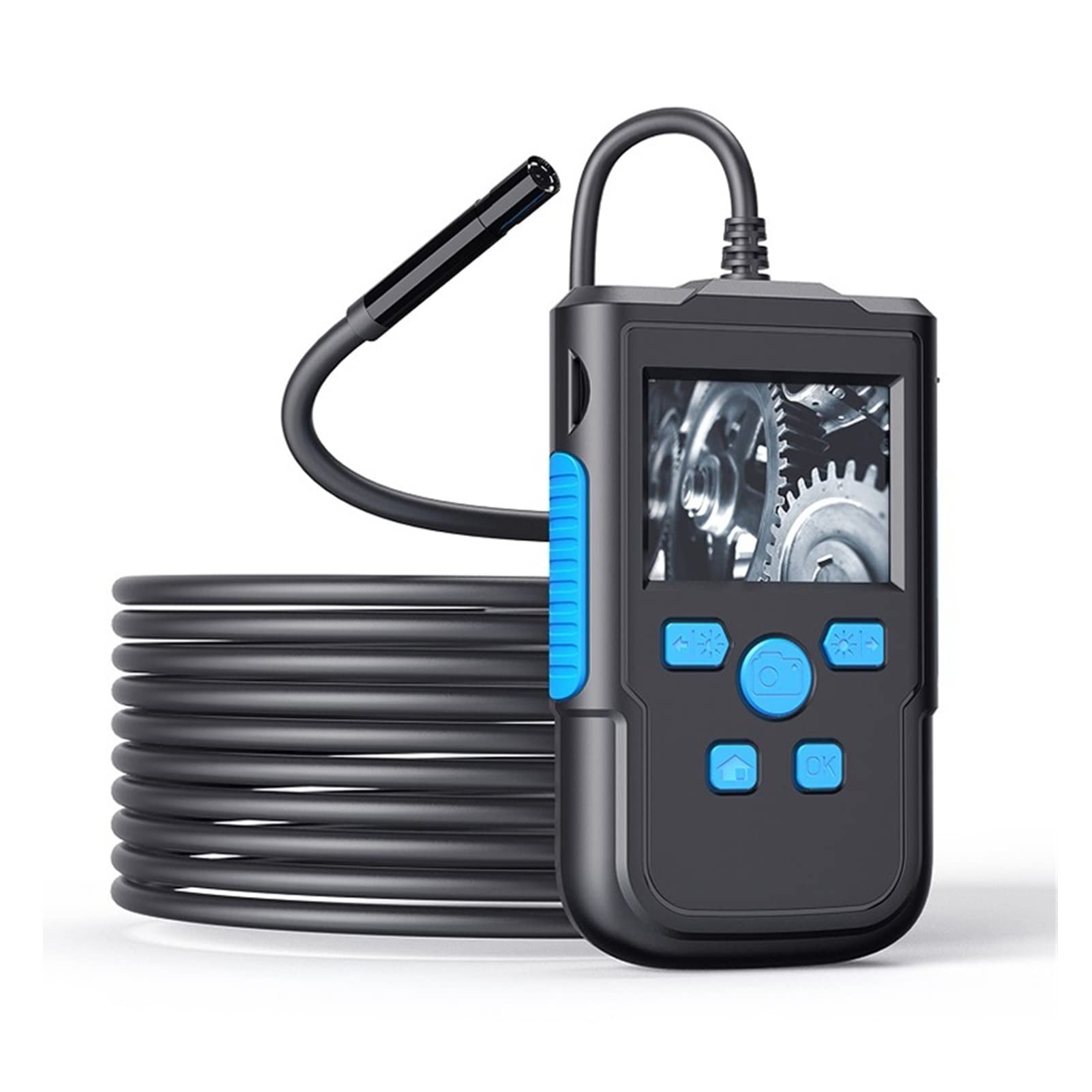 Videocamera Endoscopio industriale P60 Schermo 2.4 '' HD1080P 2. 0MP Telecamera Hispheld Ispezione BoresCope Cavo rigido impermeabile 2600mAh(5m,P60B 5.5MM Lens)
