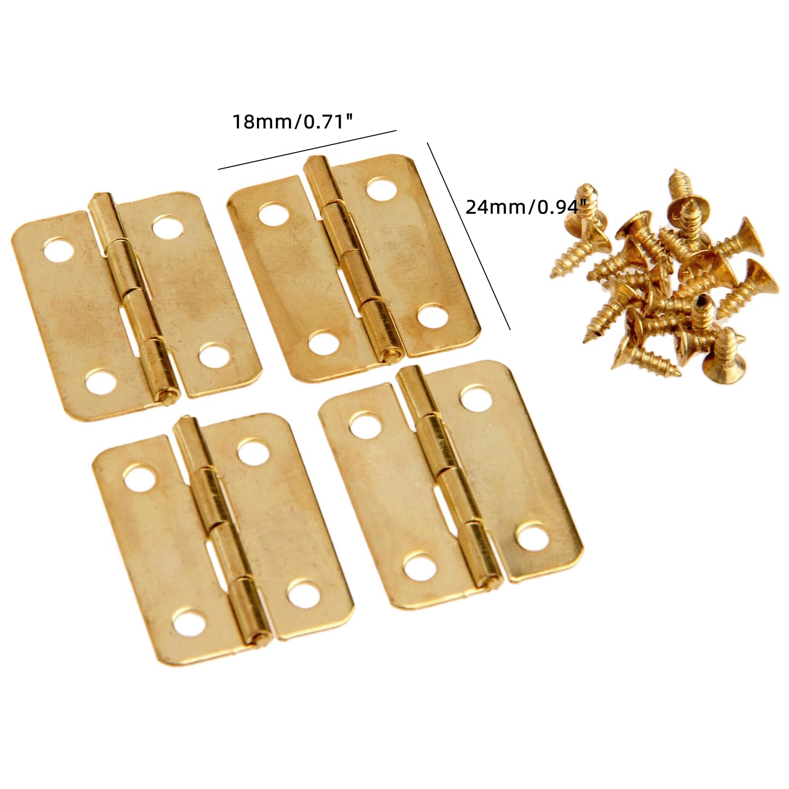 Dophee 20Pcs Vintage Small Hinges Screws for Jewellery Box 0.94"x 0.71" Gold
