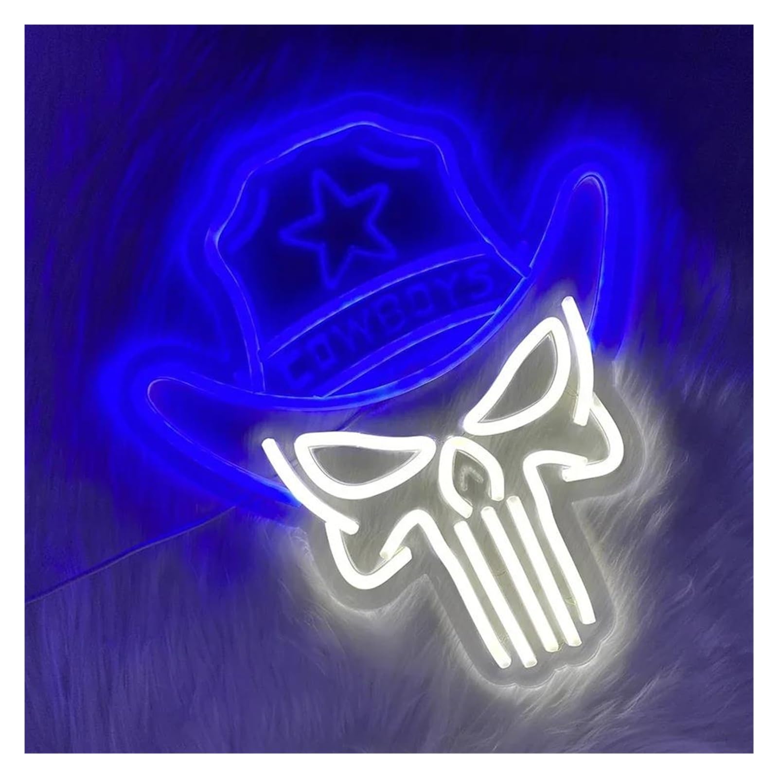 Luz de Diseño de Digital Cowboy Letrero De Neón Cráneo Luz Alimentado Por USB Para Esqueleto Habitación Para Adolescentes Fiesta Hip Hop Dormitorio Arte De La Pared 31.5cm×34.25cm