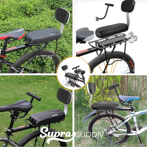 Banco Traseiro de Bicicleta com Garupa Bagageiro com Luz Relfetora e Apoio para Pés e Mãos de Crianç