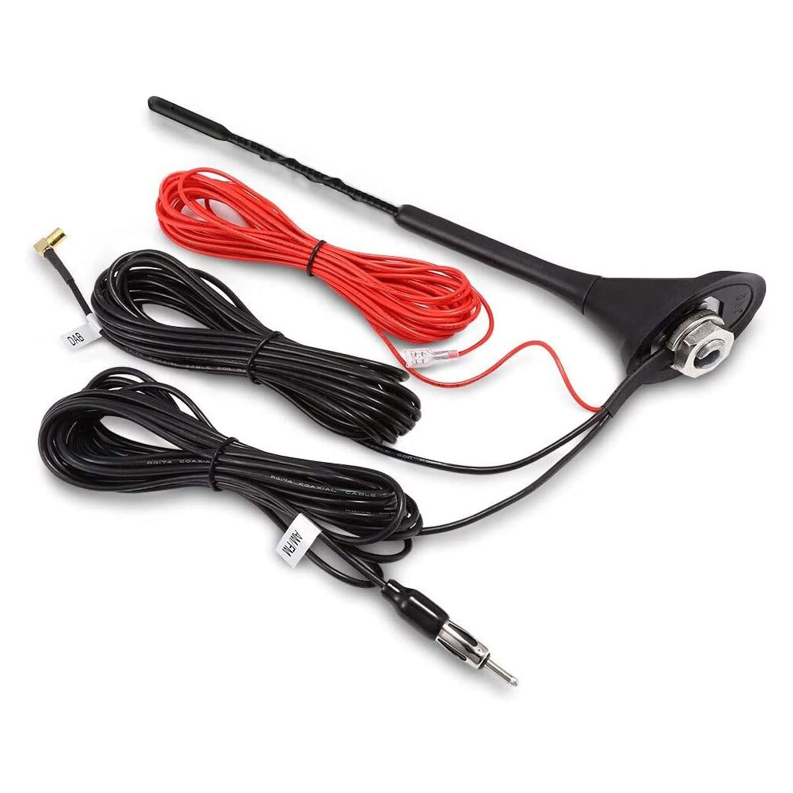 YANGQI yaoqijie 2 en 1 Am/FM Dab 10 dB Conjunto de Antena de Techo de automóvil 1452-1492 MHz Amplificador Aérea 12V 58 cm GPS Adaptadores de Cables Antena del Receptor Lasting (Color : Standard)