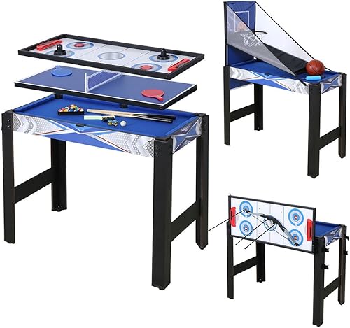 HLC Mesa de juego combinada múltiple de 3 pies 5 en 1, juego de mesa plegable de combinación de juegos múltiples con mesa de billar, mesa de hockey,