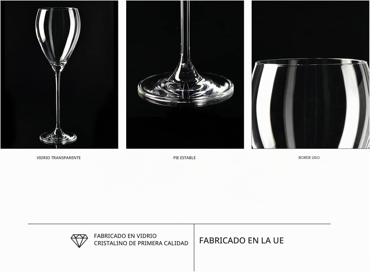 Krosno Copas de Vino Blanco Juego de 4, 280 ml, Colección Perla | Vasos vino tinto, rosado, espumoso, cócteles, Cristal sin plomo, Apto para lavavajillas, Cristalería elegante, Idea de regalo