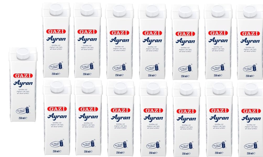 15 x 250ml Gazi Ayran Getränk mit Joghurt und Salz ultrahocherhitzt + Space Riegel von Onlineshop Bormann