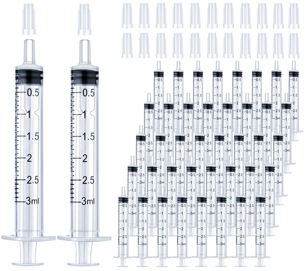 Photo 1 of 100 Pack 3mL Syringe with Tip Cap for Liquid, 3cc Plastic Syringes with Cover, Non-Sterile, No Needle
