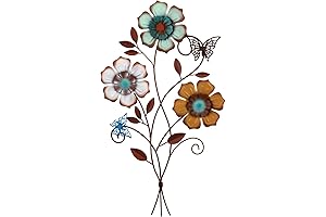 Rustic Outdoor Metal Wall Decor: Vintage Floral Art for a Touch of Nature