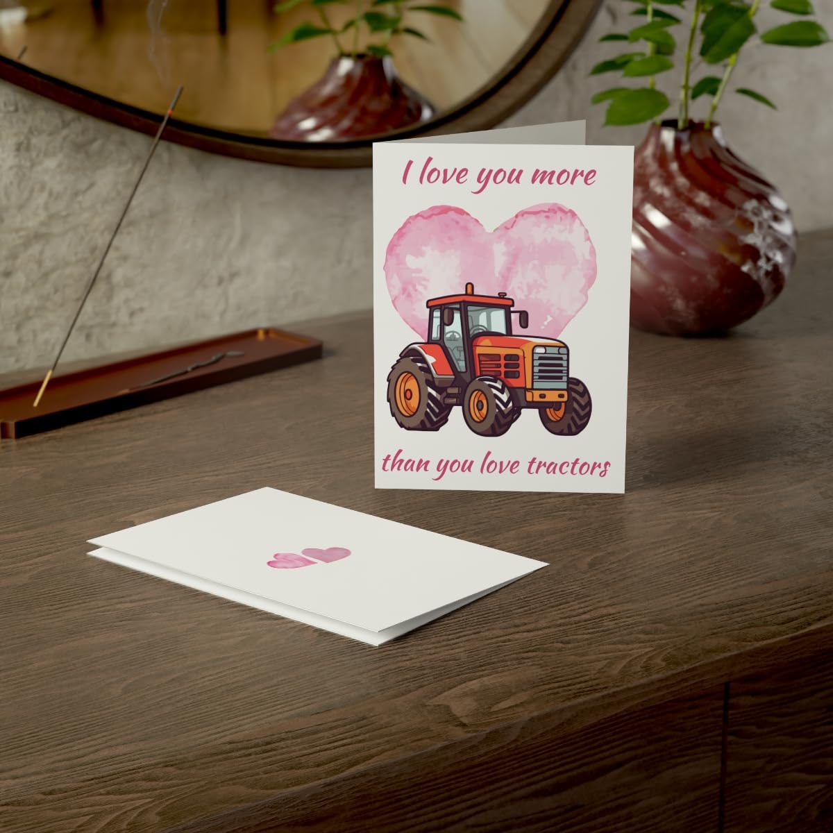 Valentinstagskarte Mit Traktor-Motiv – 'I Love You More Than Tractors' – Inkl. Umschlag