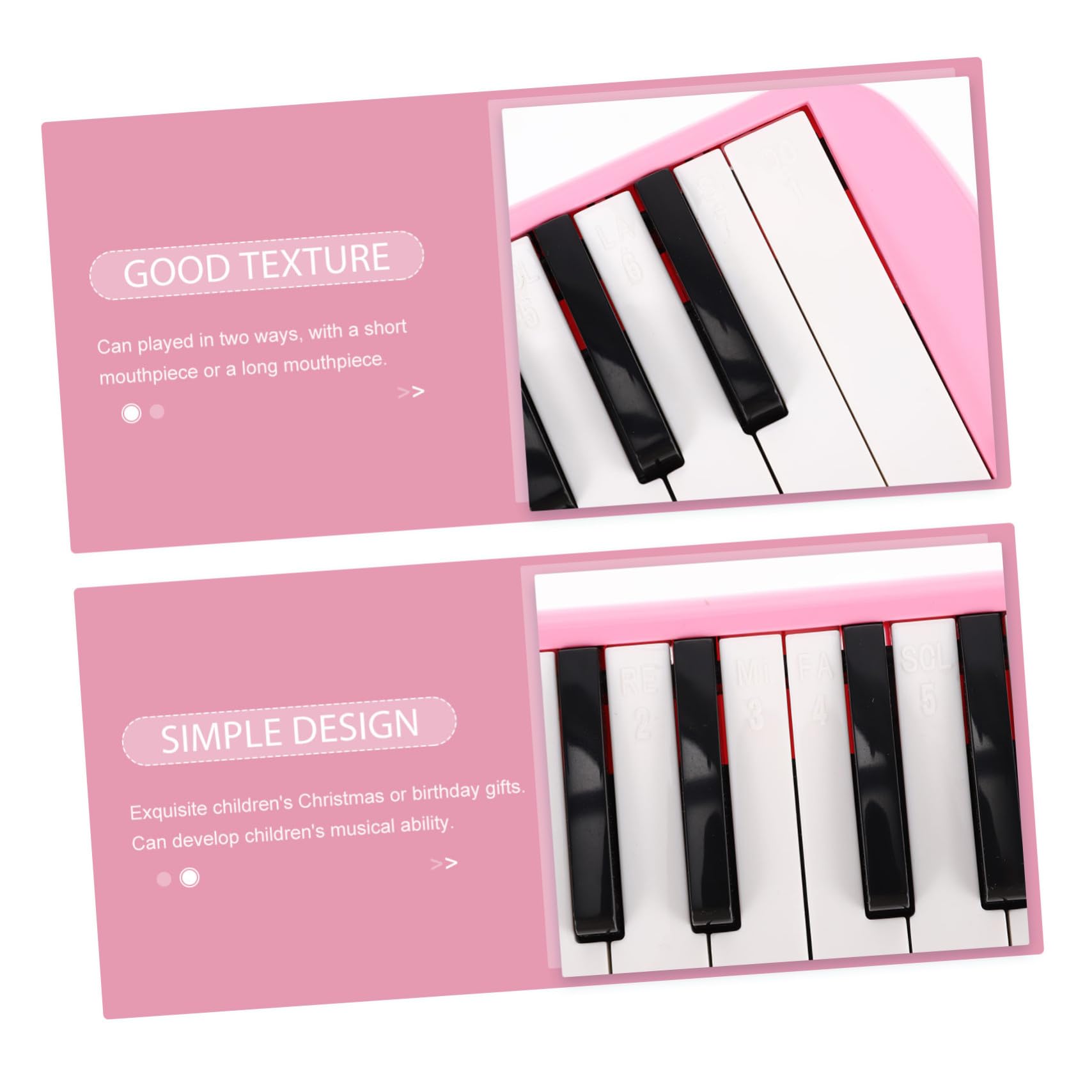 Melodica 32 Tasti per Principianti, Bambini e Adulti Rosa | Armonica a Bocca Bocchini Lunghi e Corti, Abs Plastico e Nylon, per Bambini a Natale e Compleanno