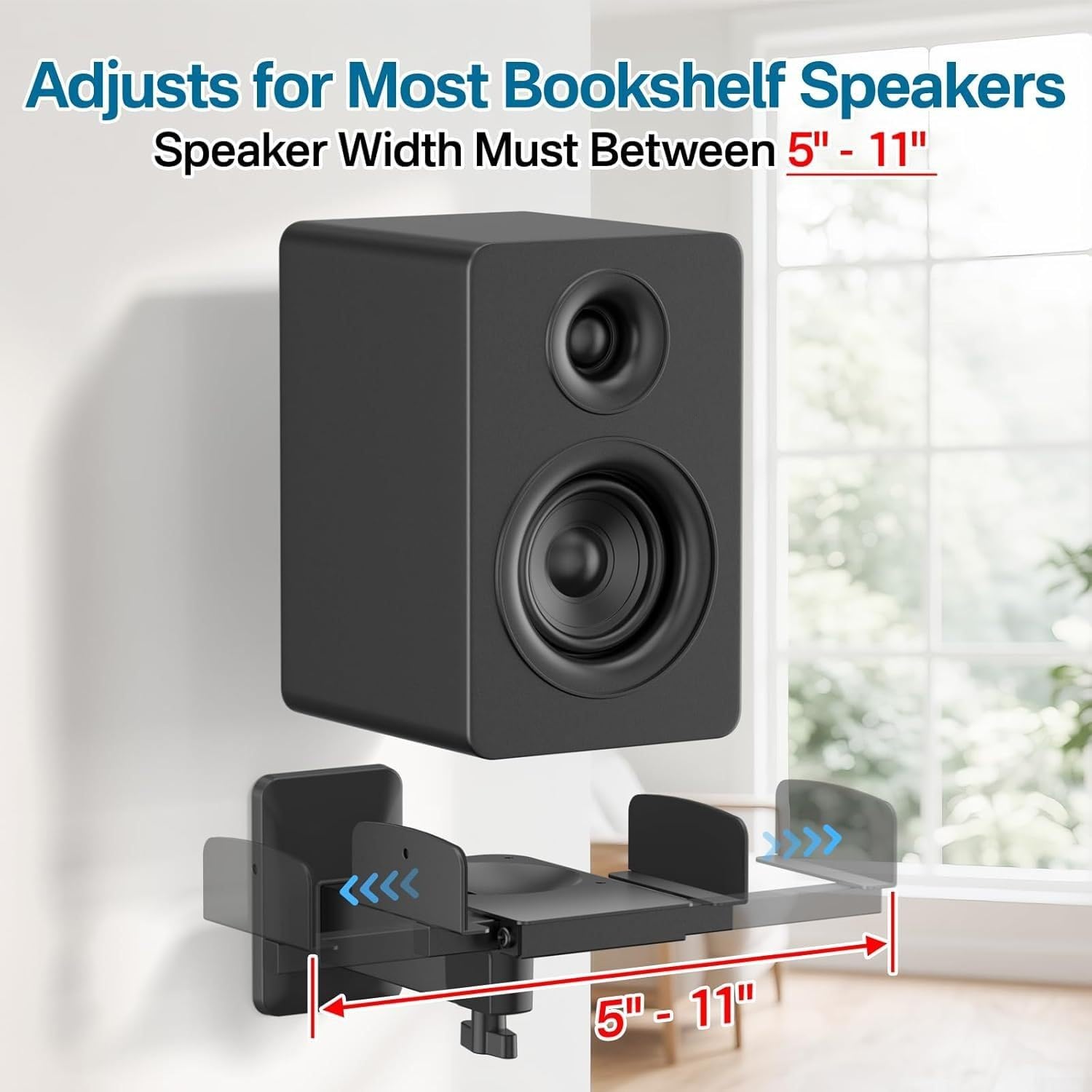 Soporte de pared de doble abrazadera para altavoces JBL de 5 a 11 pulgadas de ancho, diseño que ahorra espacio para aplicaciones de cine en casa o sala de juegos