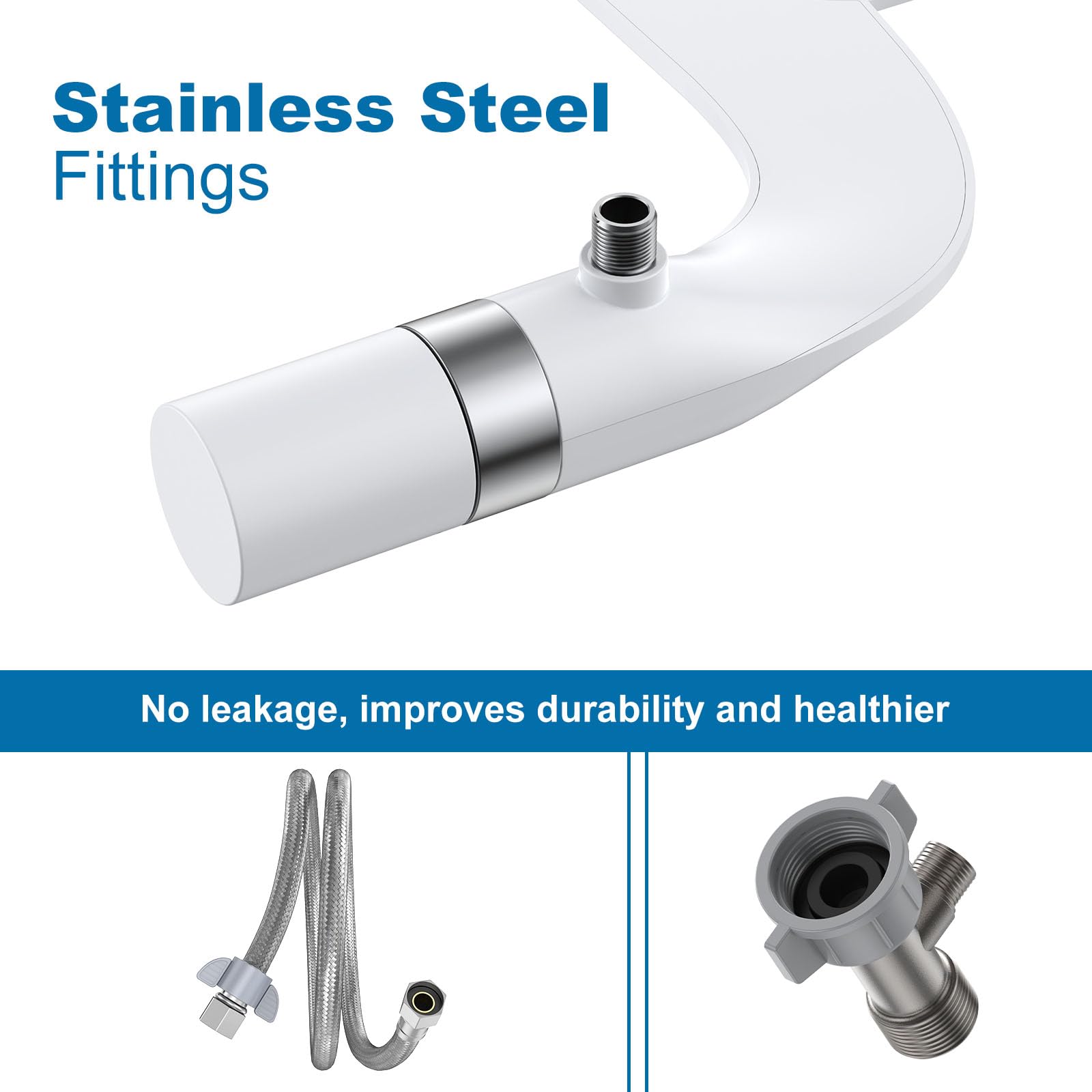 Toilet Bidet Attachment Non-Electric Dual Nozzle Self-Cleaning Frontal Rear Wash Adjustable Water Pressure Fresh Cold Water Sprayer Ultra-Slim — view 5