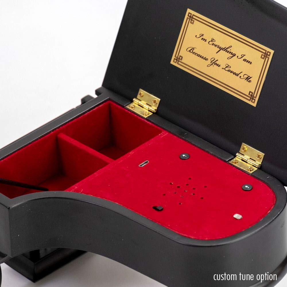 MusicBoxAttic Sofisticado Piano en Miniatura DE 18 Notas, Color Negro Mate, con Banco, más de 400 Canciones