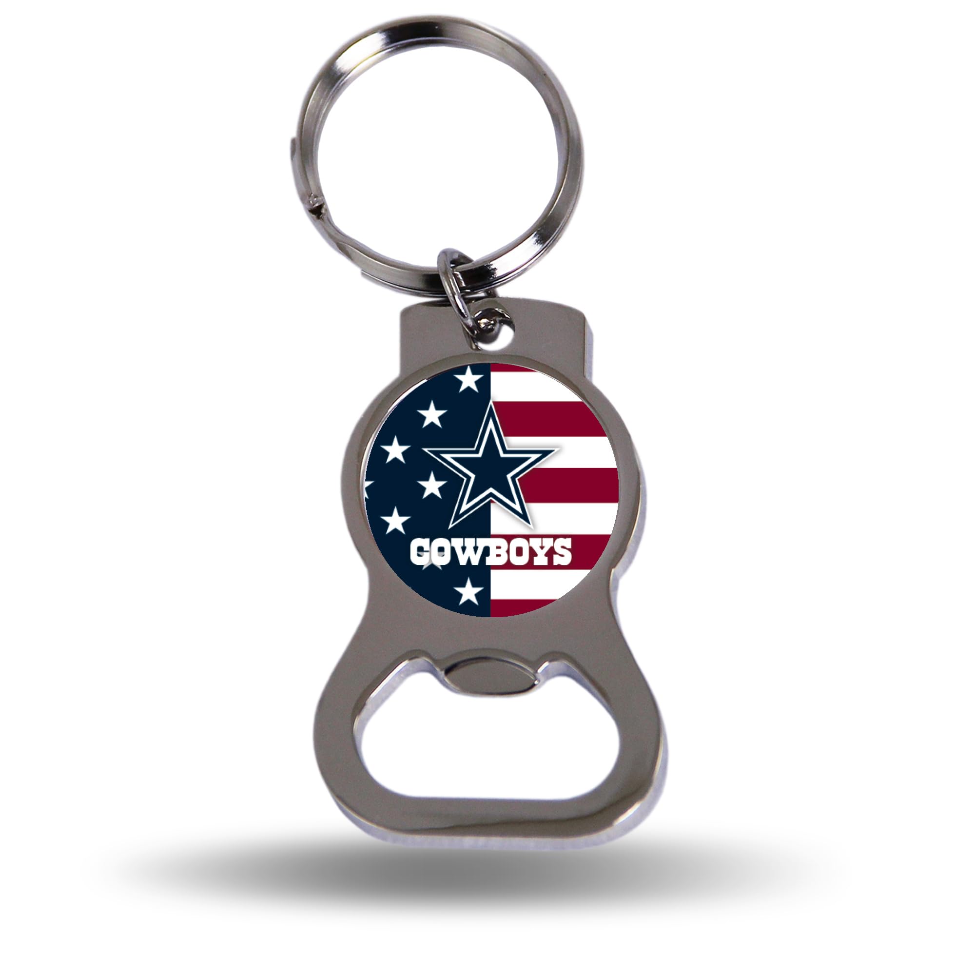 Rico Industries NFL Football Dallas Cowboys Patriotic Metal Keychain - Beverage Bottle Opener With Key Ring - Pocket Size