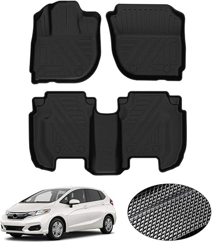 KUST Alfombrillas para todo tipo de clima para Honda Fit 2015 2016 2017 2018 2019 2020 ajuste personalizado forro de piso de primera y 2da fila,