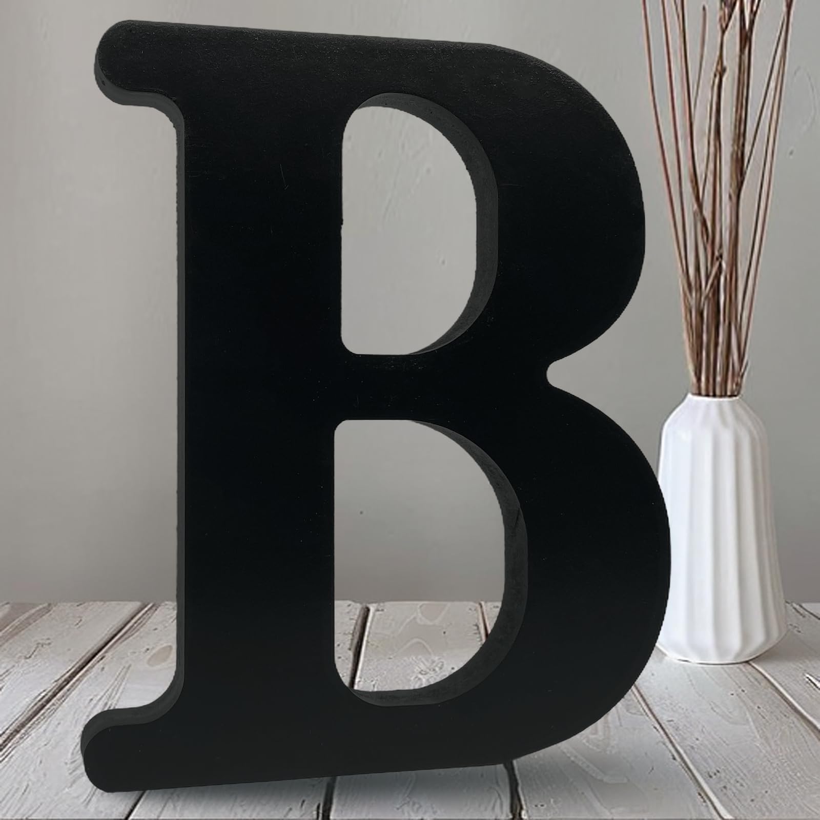 Lettres en bois brut noir AOCEAN grand format pour deco Halloween et loisirs creatifs